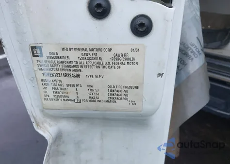 2004 Chevrolet Tahoe Z71 from USA, damaged, VIN 1GNEK13Z14R224306